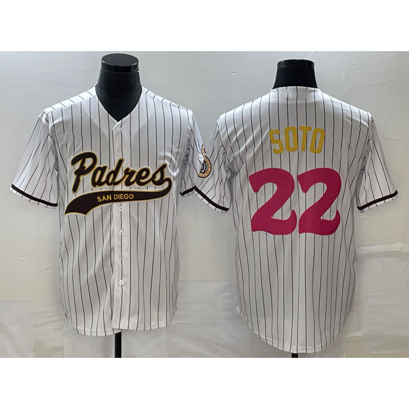 Baseball Jersey | San Diego Padres #22 Juan Soto White Pinstripe 2023 City Connect Stitched - image 1