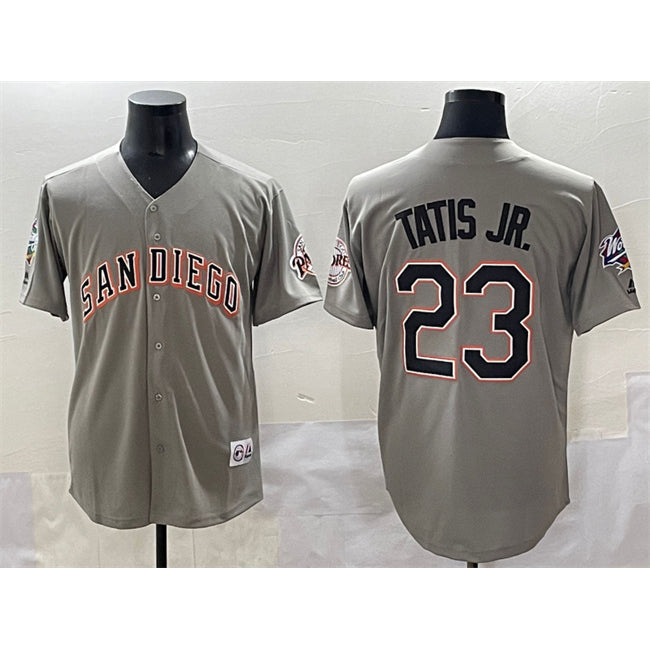 Baseball Jersey | San Diego Padres #23 Fernando Tatis Jr. Gray Fashion Throwback With Patch Stitched - image 1
