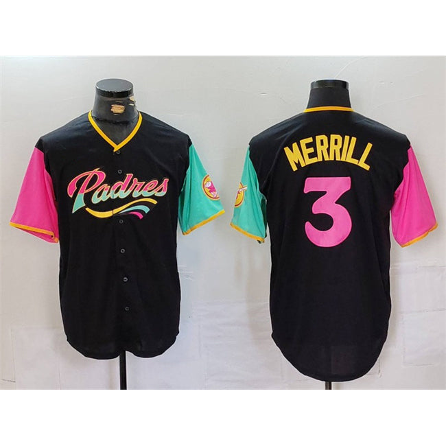 Baseball Jersey | San Diego Padres #3 Jackson Merrill Black City Connect Stitched - image 1