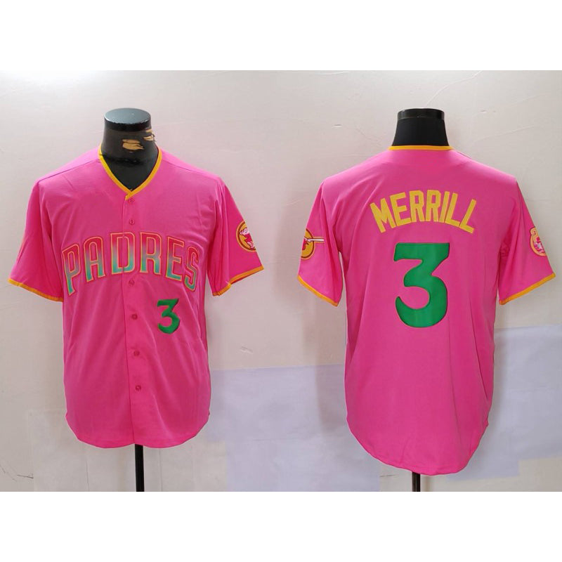Baseball Jersey | San Diego Padres #3 Jackson Merrill Pink Player Number Fashion - image 1