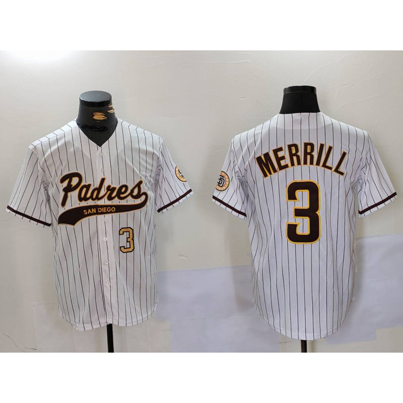 Baseball Jersey | San Diego Padres #3 Jackson Merrill White 2023 Stitched - image 1