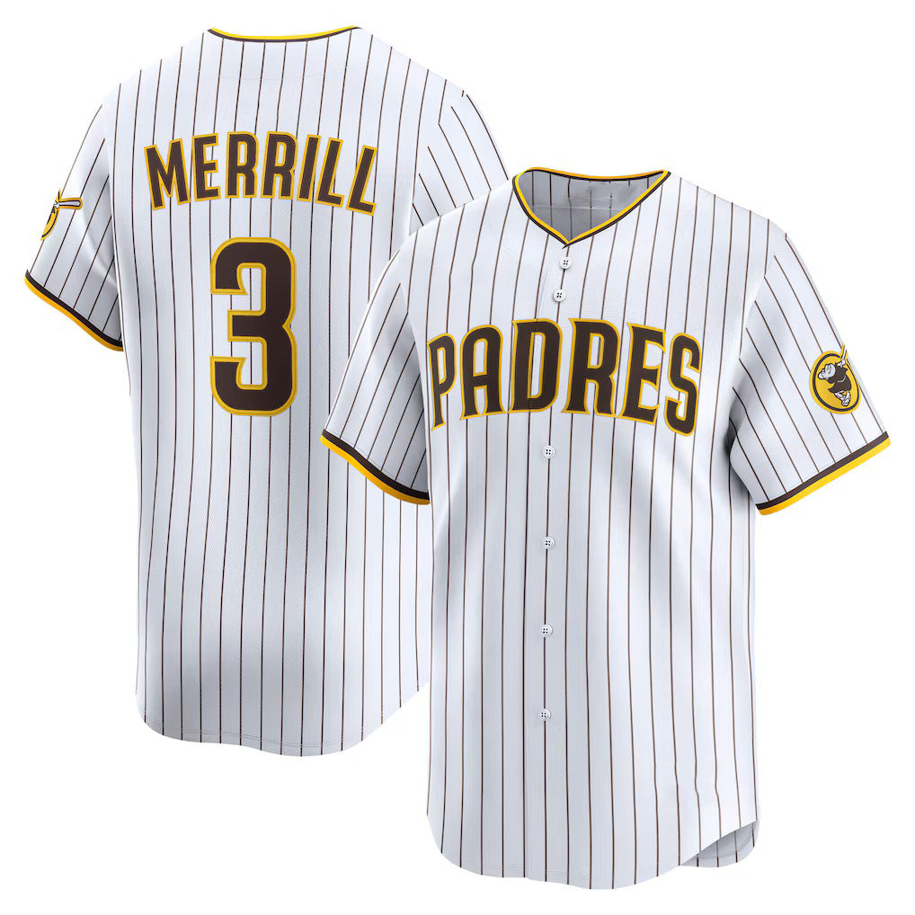 Baseball Jersey | San Diego Padres #3 Jackson Merrill White Home Limited Player - image 1