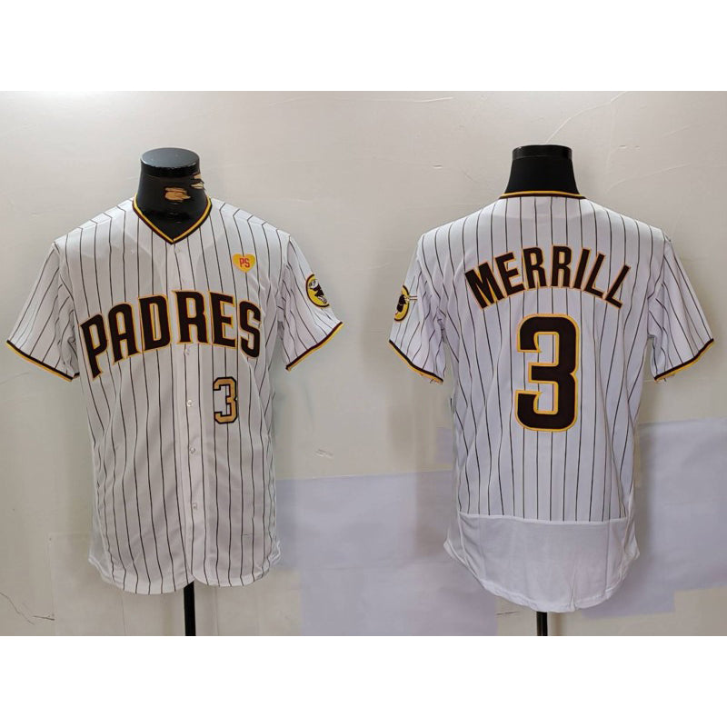 Baseball Jersey | San Diego Padres #3 Jackson Merrill White With PS Patch Stitched - image 1