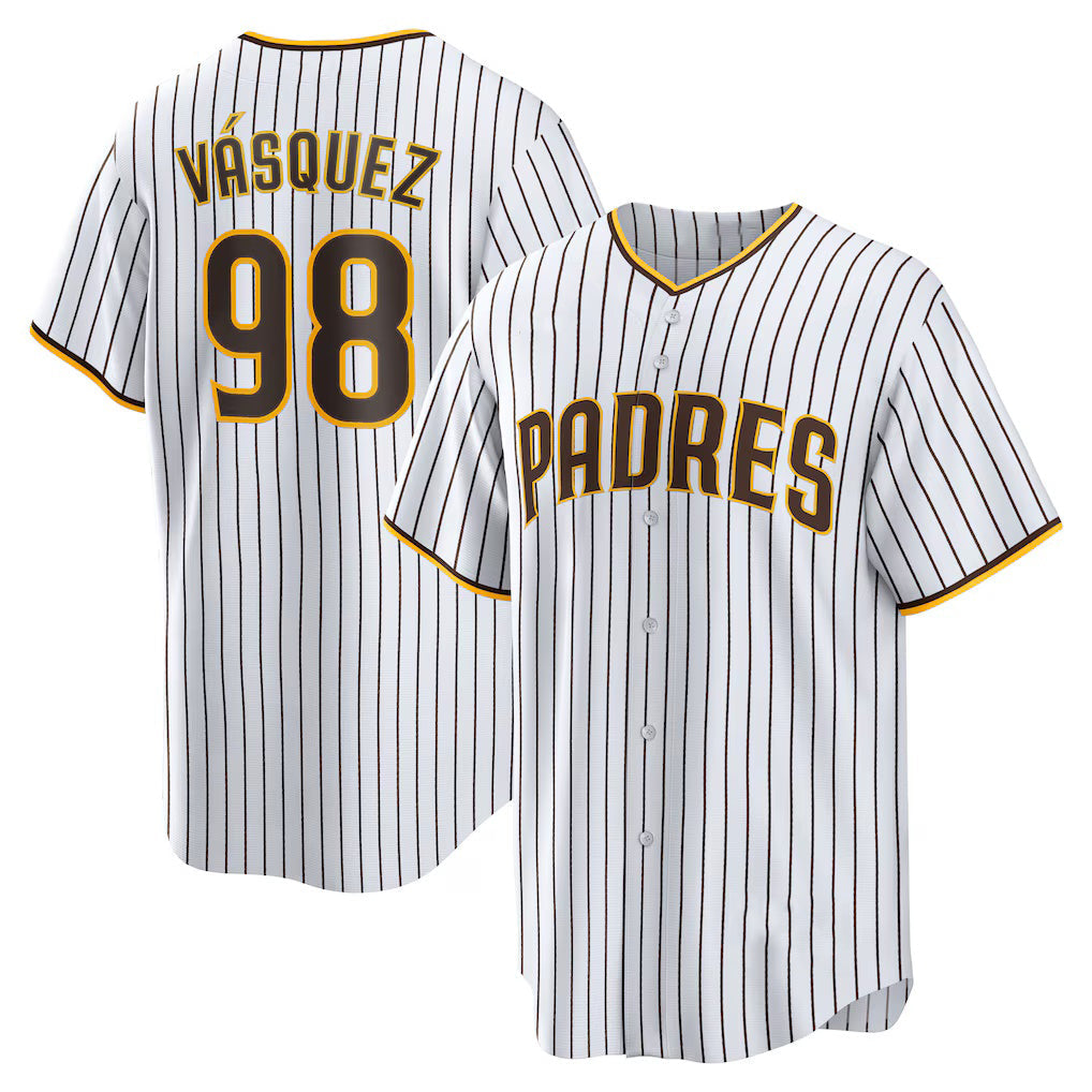 Baseball Jersey | San Diego Padres #98 Randy Vasquez White Home Replica - image 1