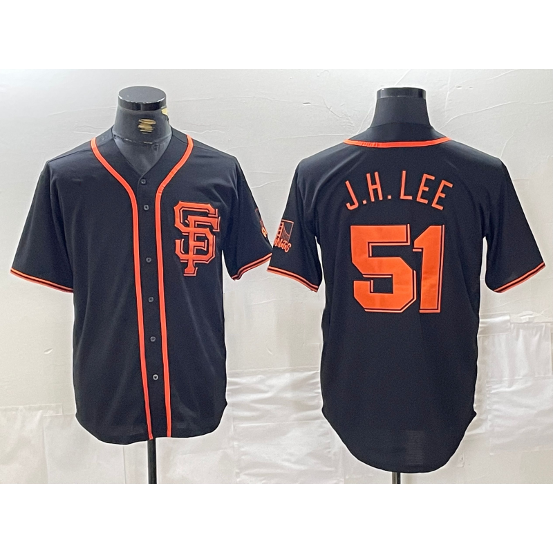 Baseball Jersey | San Francisco Giants #51 Jung Hoo Lee Black With SF Stitched Cool - image 1