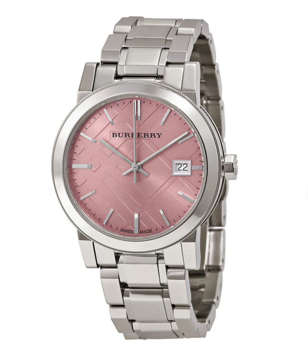 Burberry Ladies Check Stamped Pink 34mm Watch - product view 1
