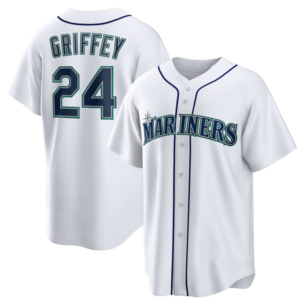 Baseball Jersey | Seattle Mariners #24 Ken Griffey Jr. White Retired Player Replica - image 1