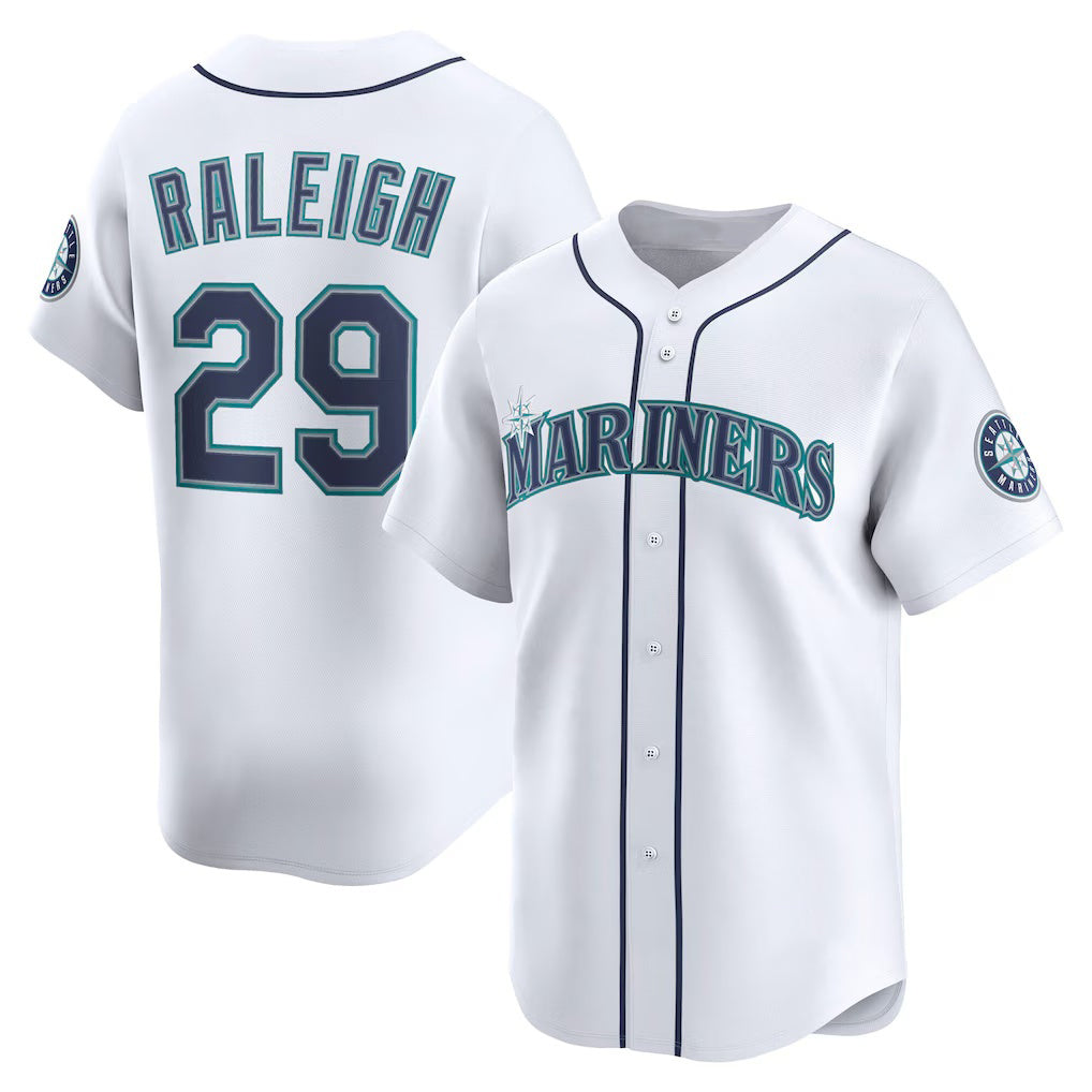 Baseball Jersey | Seattle Mariners #29 Cal Raleigh White Home Limited Player - image 1
