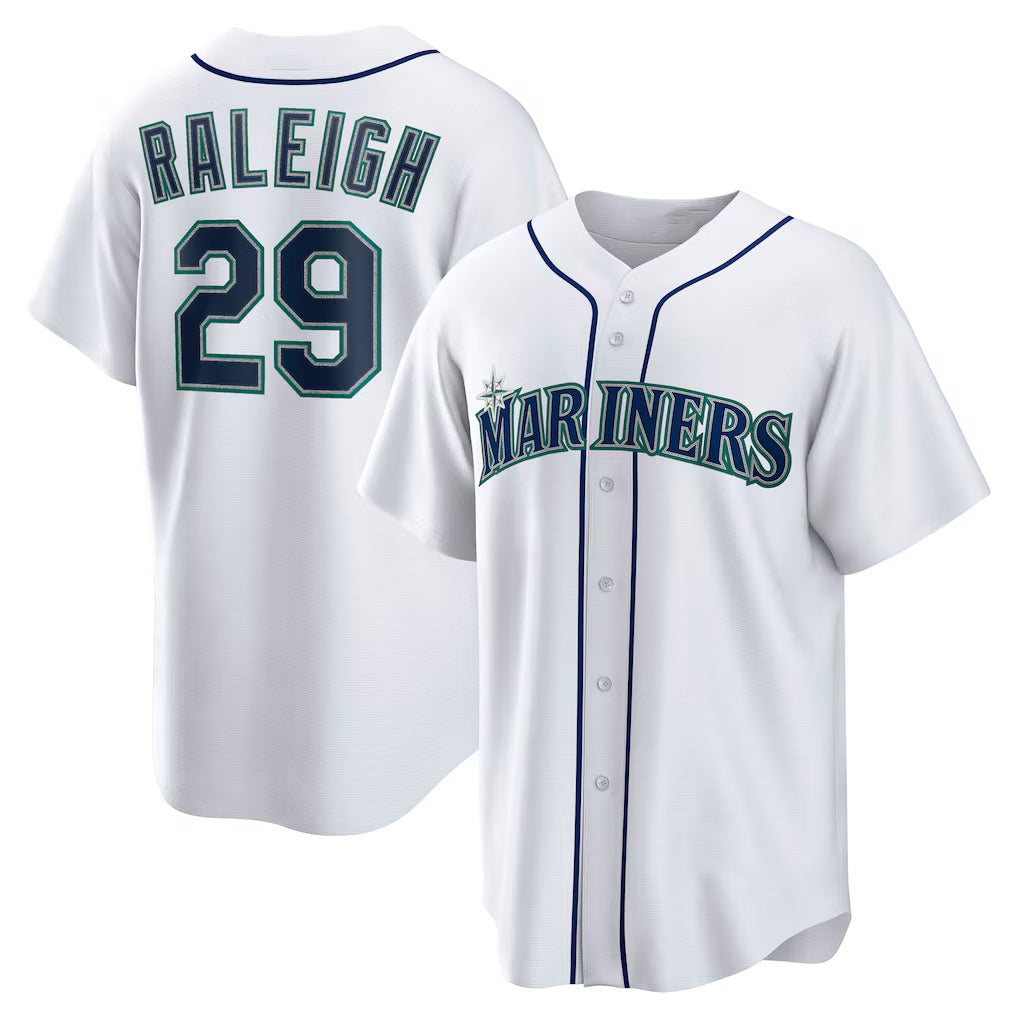 Baseball Jersey | Seattle Mariners #29 Cal Raleigh White Home Replica Player - image 1