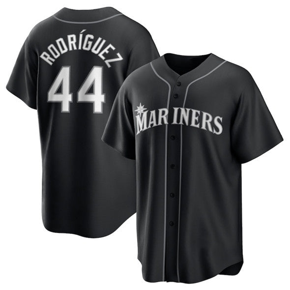 Baseball Jersey | Seattle Mariners #44 Julio Rodríguez Black Lights Out Limited Stitched - image 1
