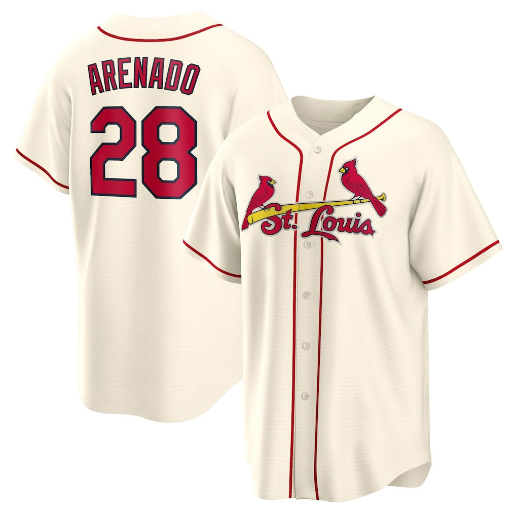 Baseball Jersey | St. Louis Cardinals #28 Nolan Arenado Cream Alternate 2 Replica - image 1
