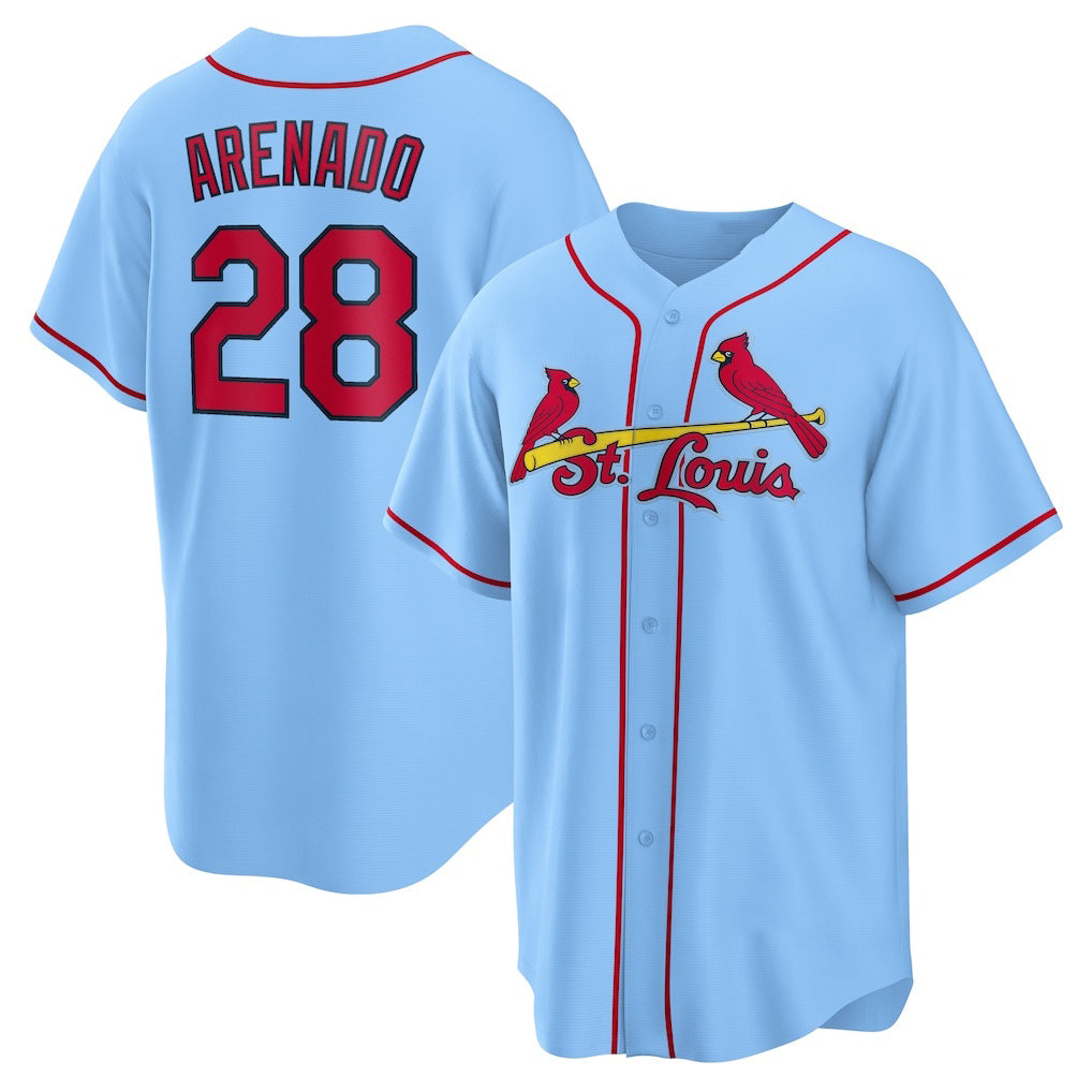 Baseball Jersey | St. Louis Cardinals #28 Nolan Arenado Light Blue Alternate Replica Player - image 1