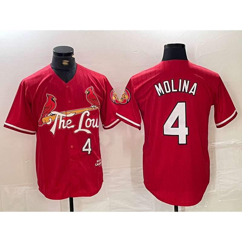 Baseball Jersey | St. Louis Cardinals #4 Yadier Molina Red 2024 City Connect Limited Stitched - image 1