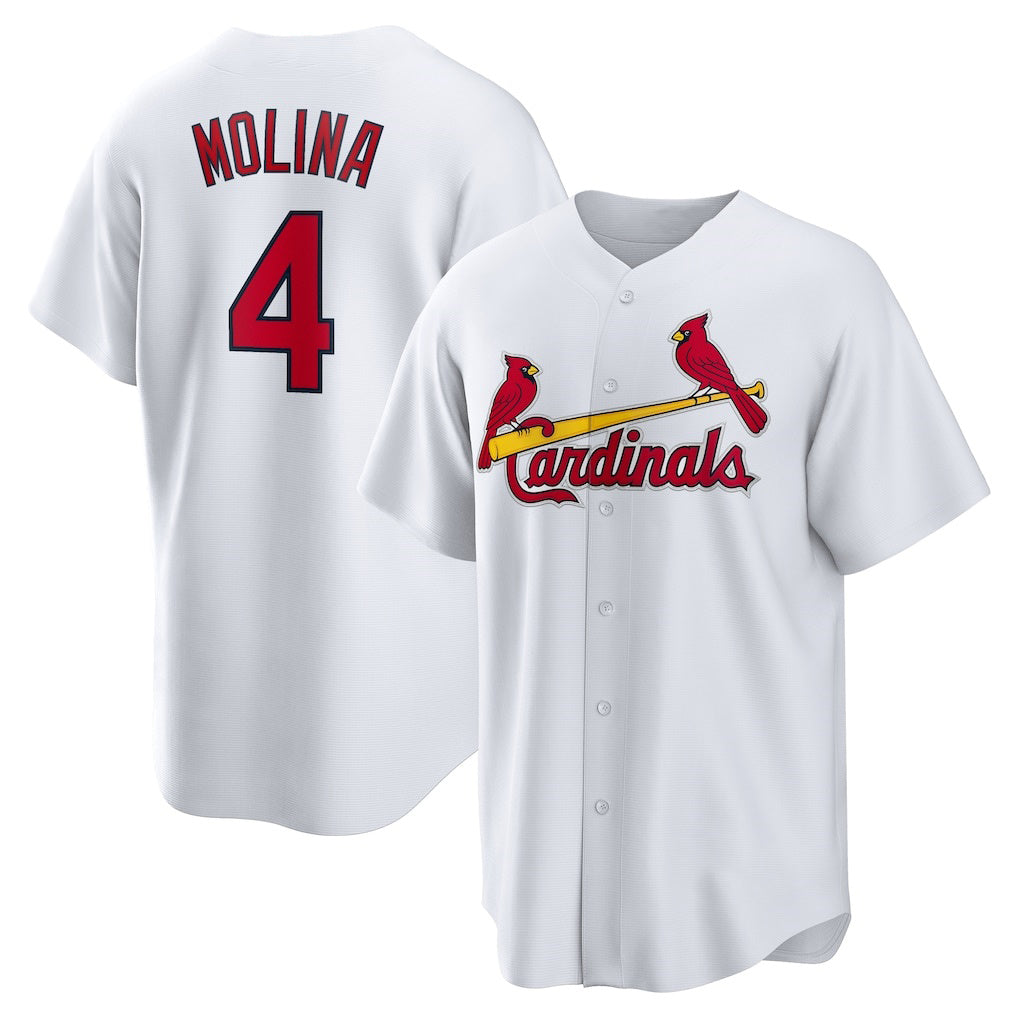 Baseball Jersey | St. Louis Cardinals #4 Yadier Molina White Home Replica Retired Player - image 1