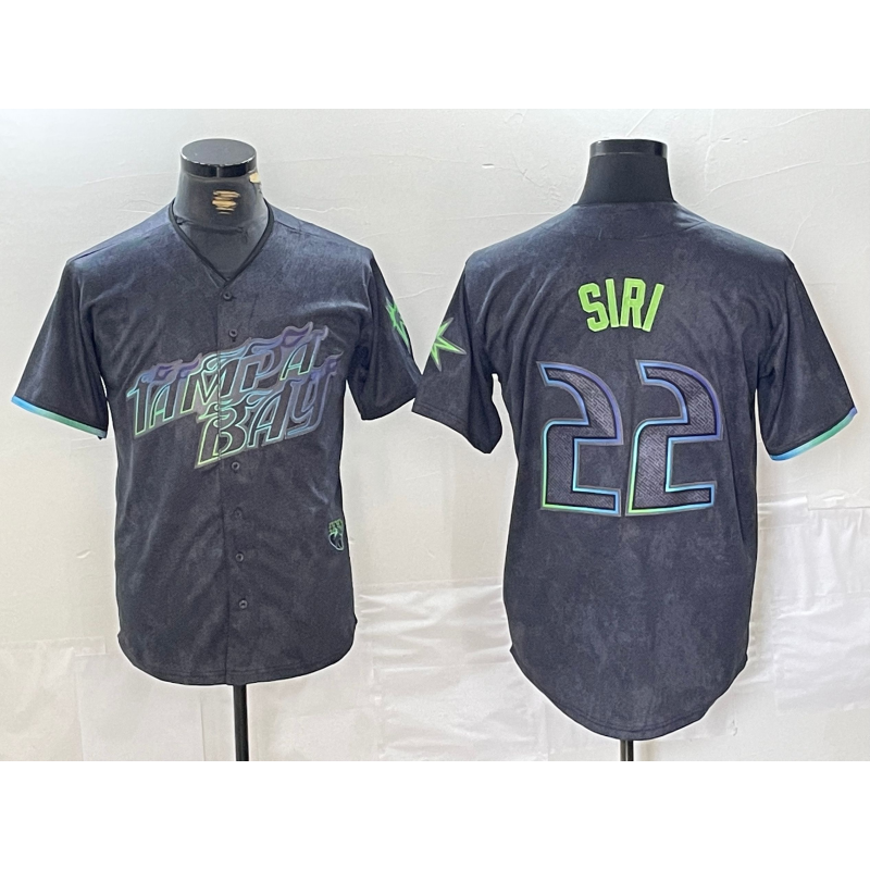 Baseball Jersey | Tampa Bay Rays #22 Jose Siri Charcoal 2024 City Connect Limited Stitched - image 1