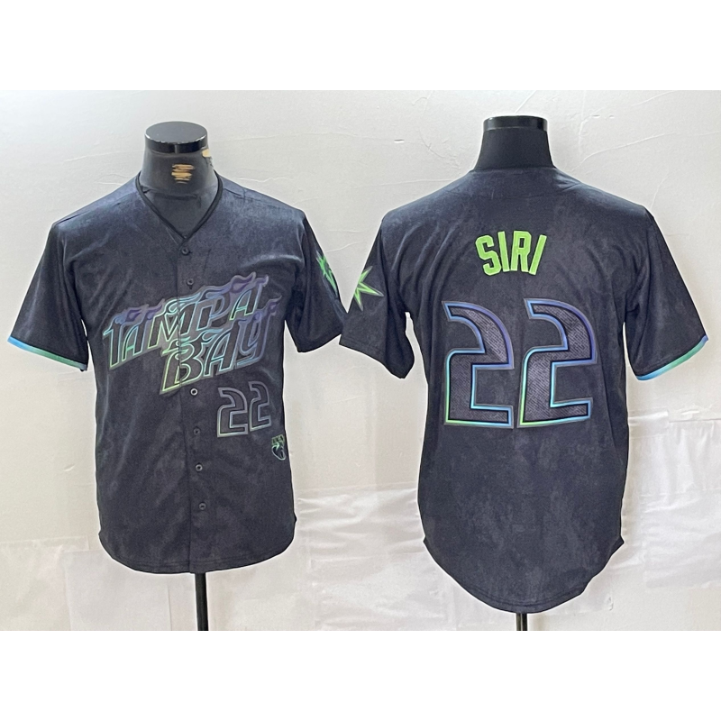Baseball Jersey | Tampa Bay Rays #22 Jose Siri Number Charcoal 2024 City Connect Limited Stitched - image 1