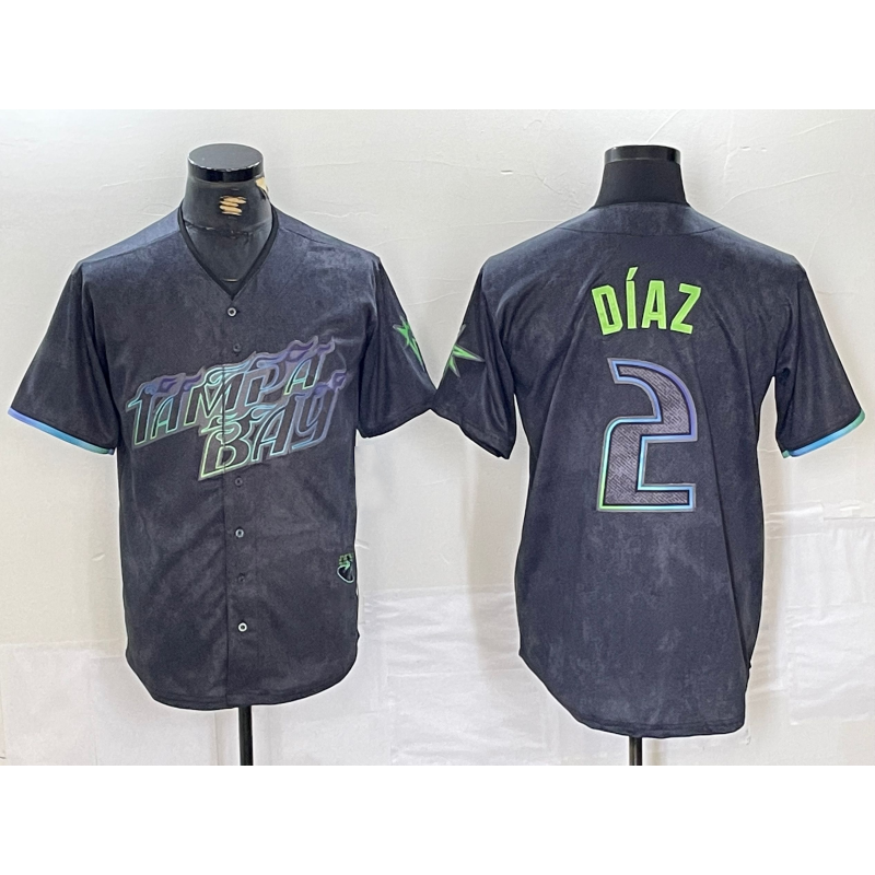 Baseball Jersey | Tampa Bay Rays #2 Yandy Diaz Charcoal 2024 City Connect Limited Stitched - image 1
