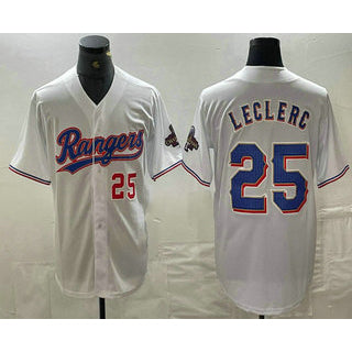 Baseball Jersey | Texas Rangers #25 Jose Leclerc Number White 2024 Gold Collection Limited Cool - image 1