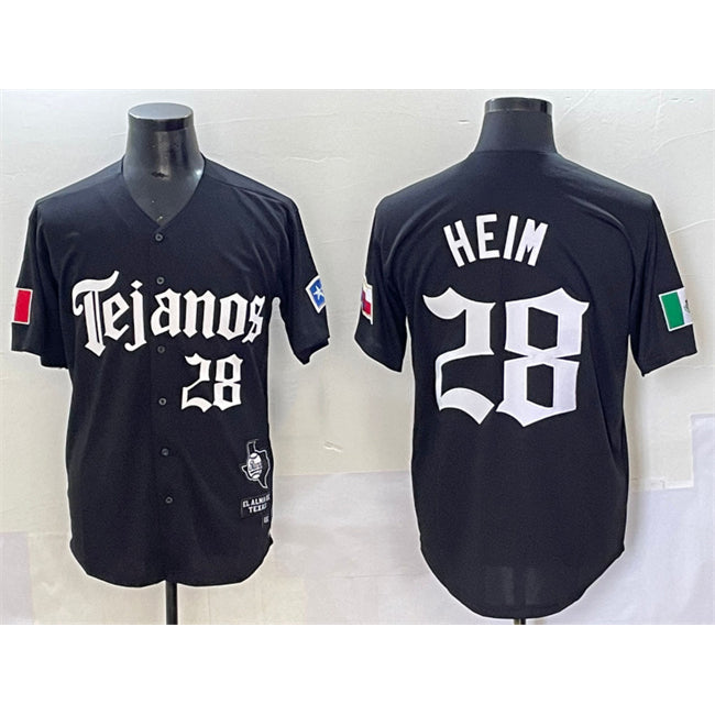 Baseball Jersey | Texas Rangers #28 Jonah Heim Black Gothic Mexico 2025 Limited Stitched - image 1
