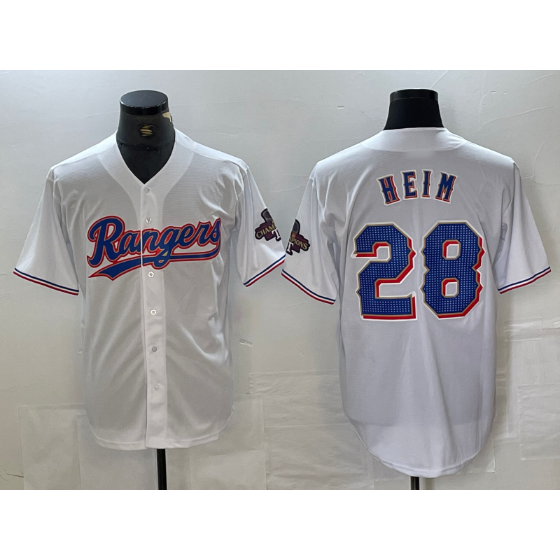 Baseball Jersey | Texas Rangers #28 Jonah Heim White 2023 World Series Champions Cool - image 1