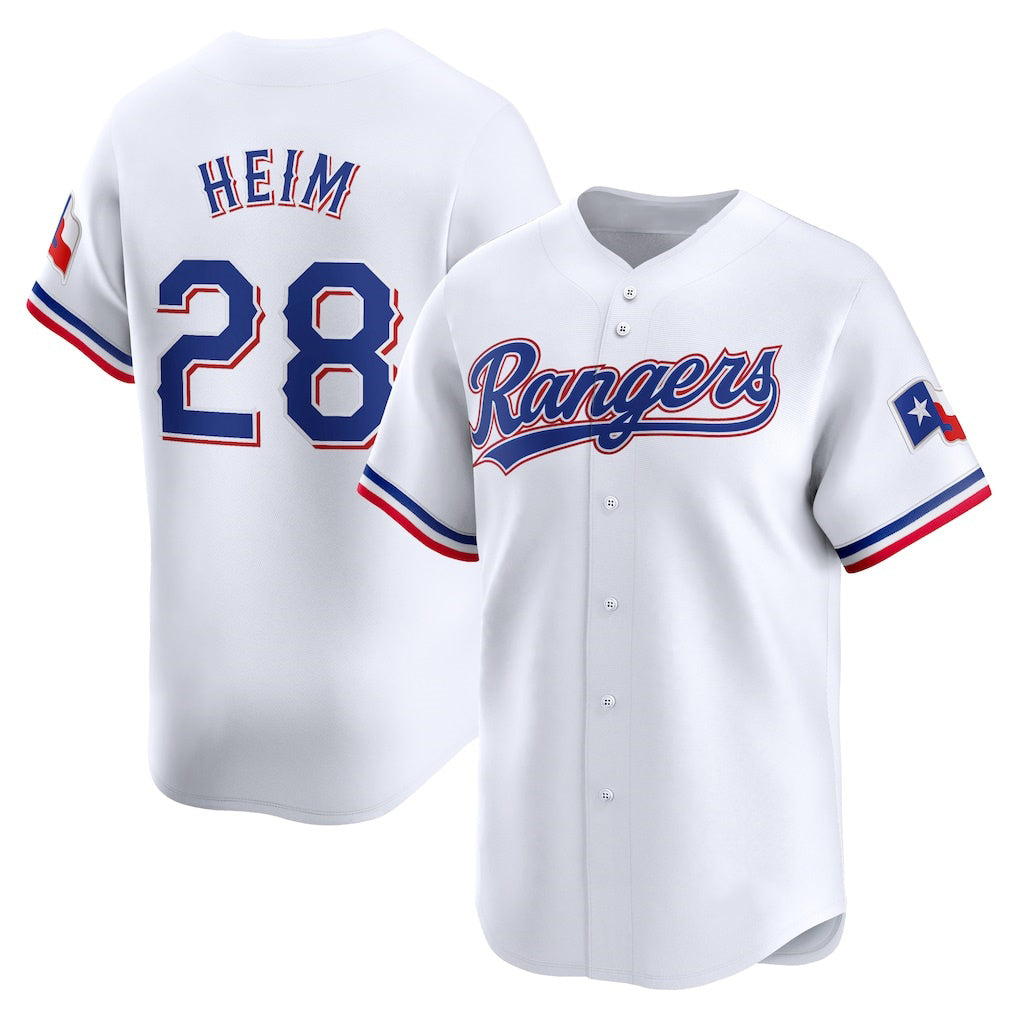 Baseball Jersey | Texas Rangers #28 Jonah Heim White Home Limited Player - image 1