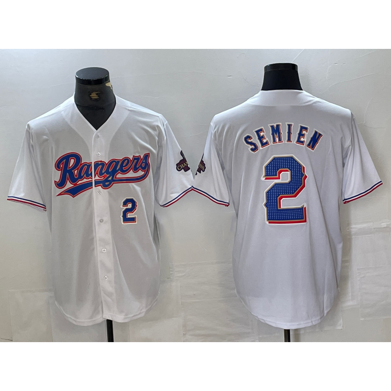 Baseball Jersey | Texas Rangers #2 Marcus Semien Number White 2023 World Series Champions Cool - image 1