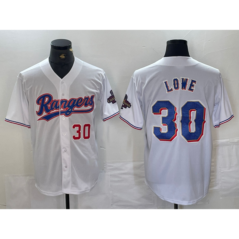 Baseball Jersey | Texas Rangers #30 Nathaniel Lowe Number White 2024 Gold Collection Limited Cool - image 1
