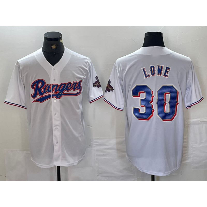 Baseball Jersey | Texas Rangers #30 Nathaniel Lowe White 2024 Gold Collection Limited Cool - image 1