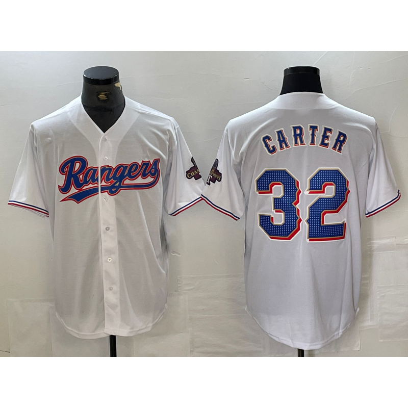 Baseball Jersey | Texas Rangers #32 Evan Carter White 2023 World Series Champions Cool - image 1