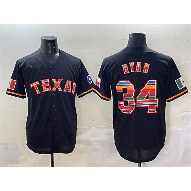 Baseball Jersey | Texas Rangers #34 Nolan Ryan Black Mexico Limited Stitched - image 1