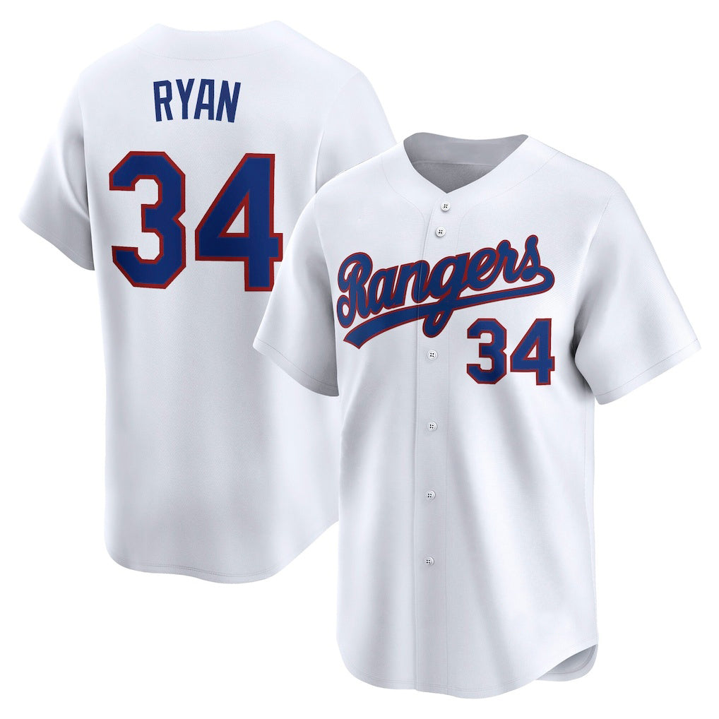 Baseball Jersey | Texas Rangers #34 Nolan Ryan White Throwback Cooperstown Collection Limited - image 1