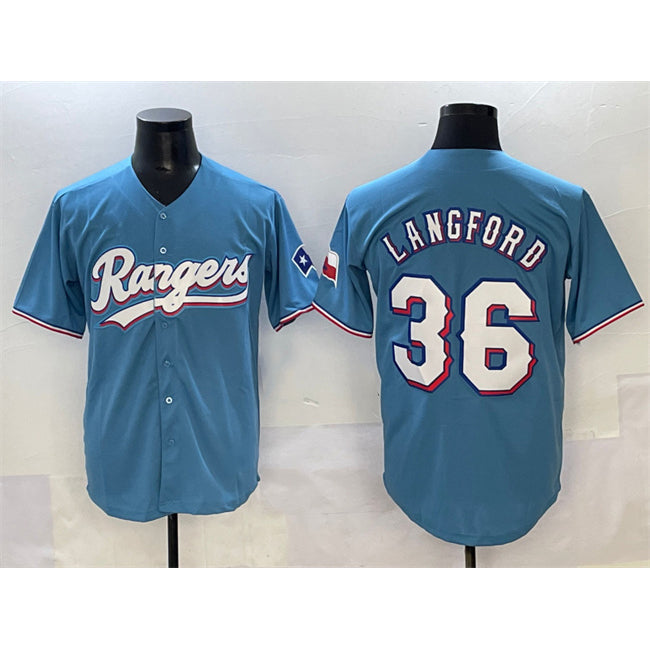 Baseball Jersey | Texas Rangers #36 Wyatt Langford Blue Limited Stitched - image 1