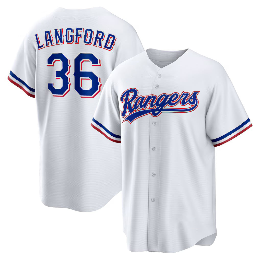 Baseball Jersey | Texas Rangers #36 Wyatt Langford White Home Replica - image 1