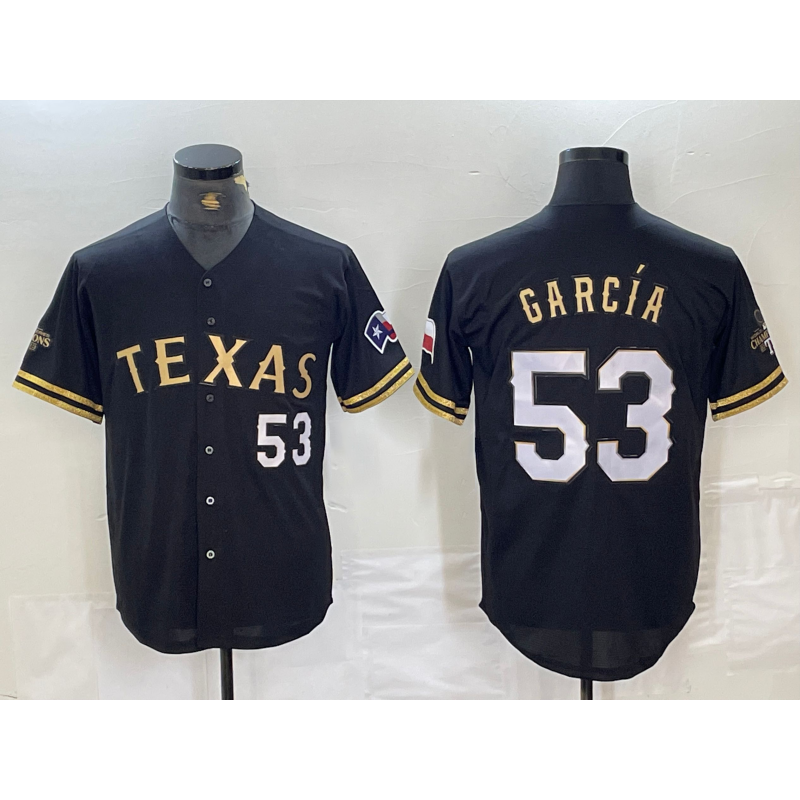 Baseball Jersey | Texas Rangers #53 Adolis Garcia Black Gold Stitched - image 1