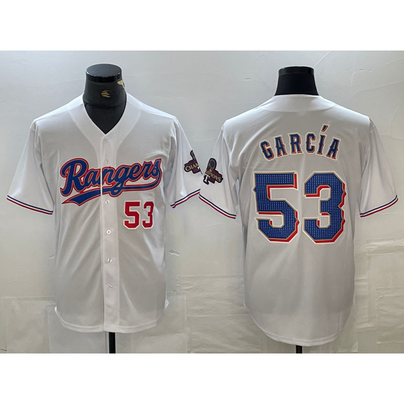 Baseball Jersey | Texas Rangers #53 Adolis Garcia Number White 2023 World Series Champions Cool - image 1