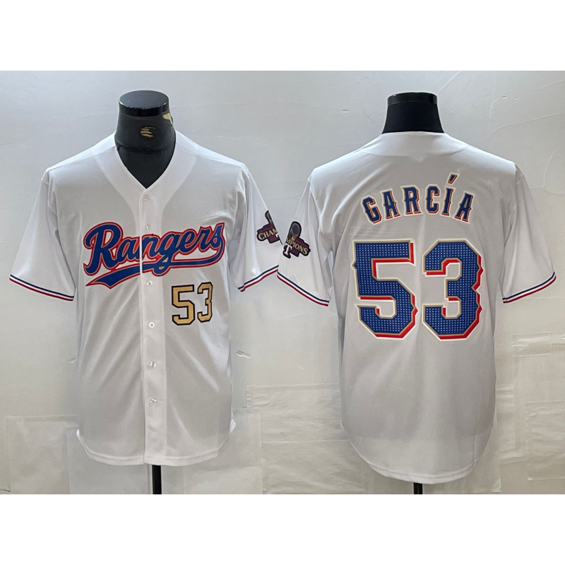Baseball Jersey | Texas Rangers #53 Adolis Garcia Number White 2023 World Series Champions Cool - image 1