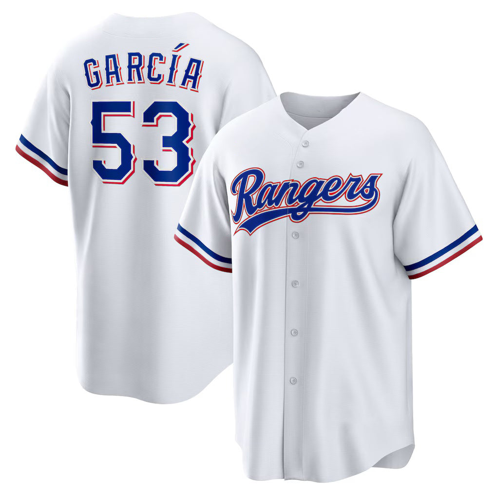 Baseball Jersey | Texas Rangers #53 Adolis Garcia White Home Replica - image 1