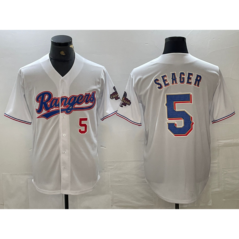 Baseball Jersey | Texas Rangers #5 Corey Seager Number White 2023 World Series Champions Cool - image 1