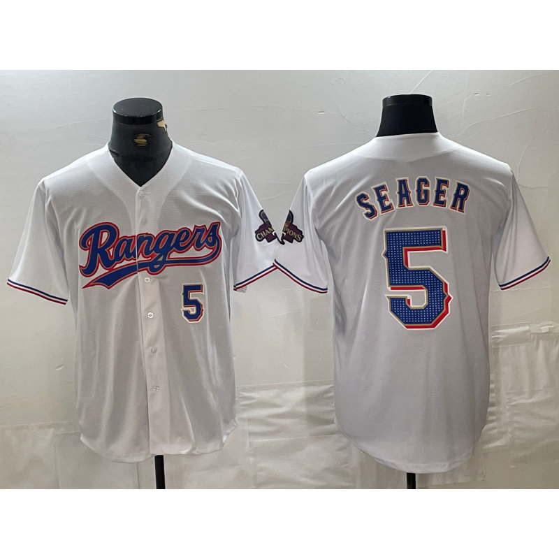 Baseball Jersey | Texas Rangers #5 Corey Seager Number White 2024 Gold Collection Limited Cool - image 1