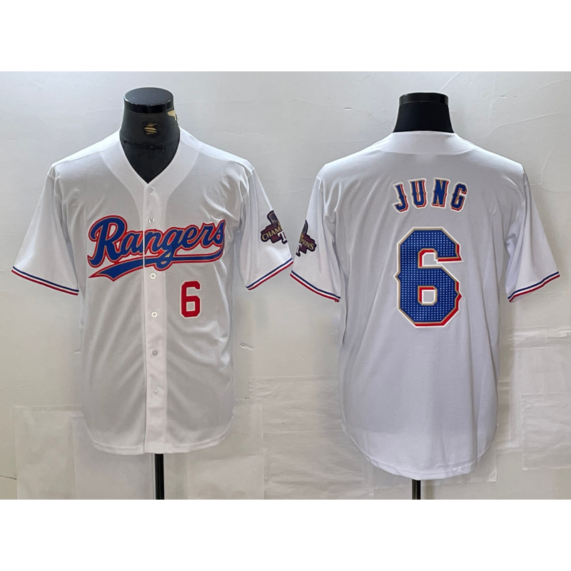 Baseball Jersey | Texas Rangers #6 Josh Jung Number White 2023 World Series Champions Cool - image 1
