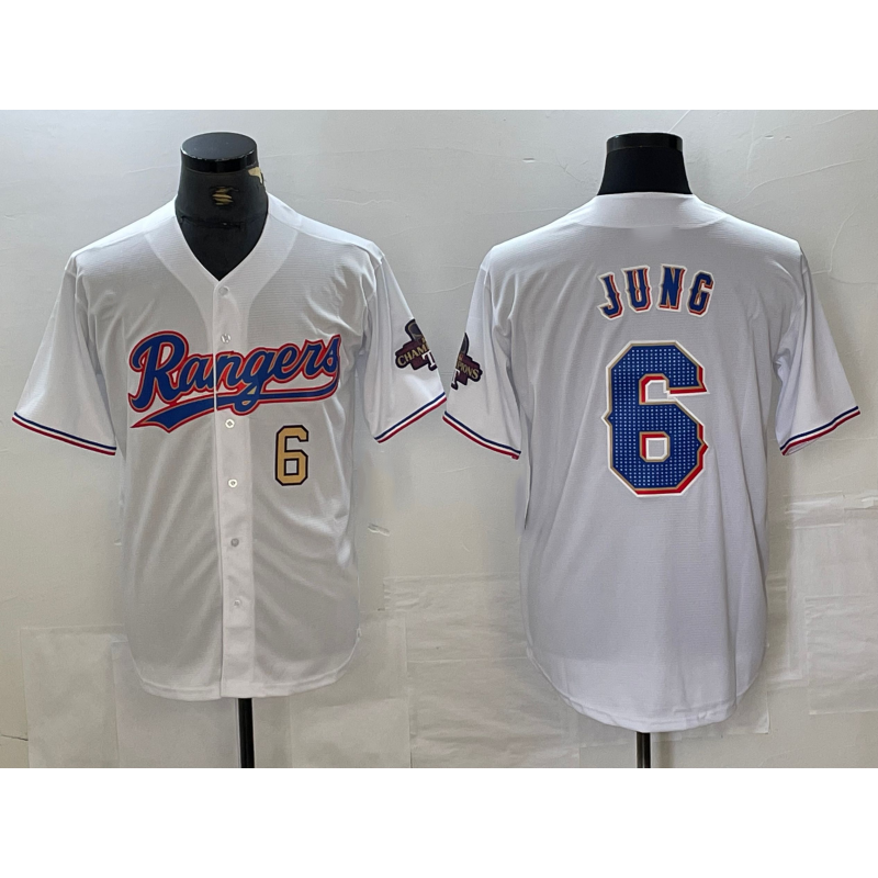 Baseball Jersey | Texas Rangers #6 Josh Jung Number White 2023 World Series Champions Cool - image 1