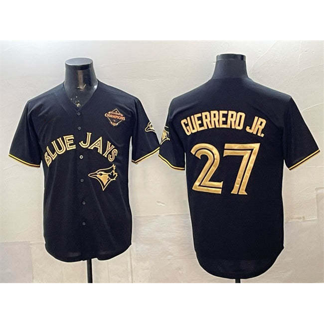 Baseball Jersey | Toronto Blue Jays #27 Vladimir Guerrero Jr. Black Gold 2025 American League Champions Limited Stitched - image 1
