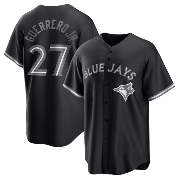 Baseball Jersey | Toronto Blue Jays #27 Vladimir Guerrero Jr. Black Lights Out Limited Stitched - image 1
