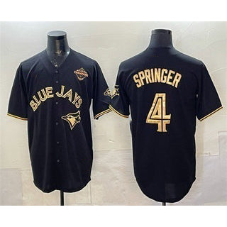 Baseball Jersey | Toronto Blue Jays #4 George Springer Black Gold 2025 American League Champions Limited Stitched - image 1