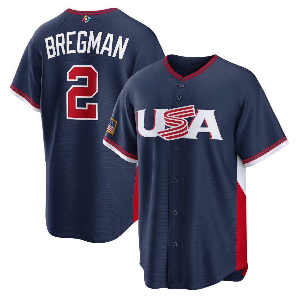 Baseball Jersey | USA Baseball #2 Alex Bregman 2026 World Baseball Classic Road Stadium - Navy - image 1