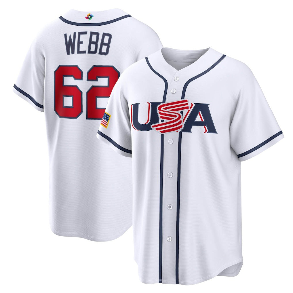 Baseball Jersey | USA Baseball #62 Logan Webb 2026 World Baseball Classic Home Stadium - White - image 1
