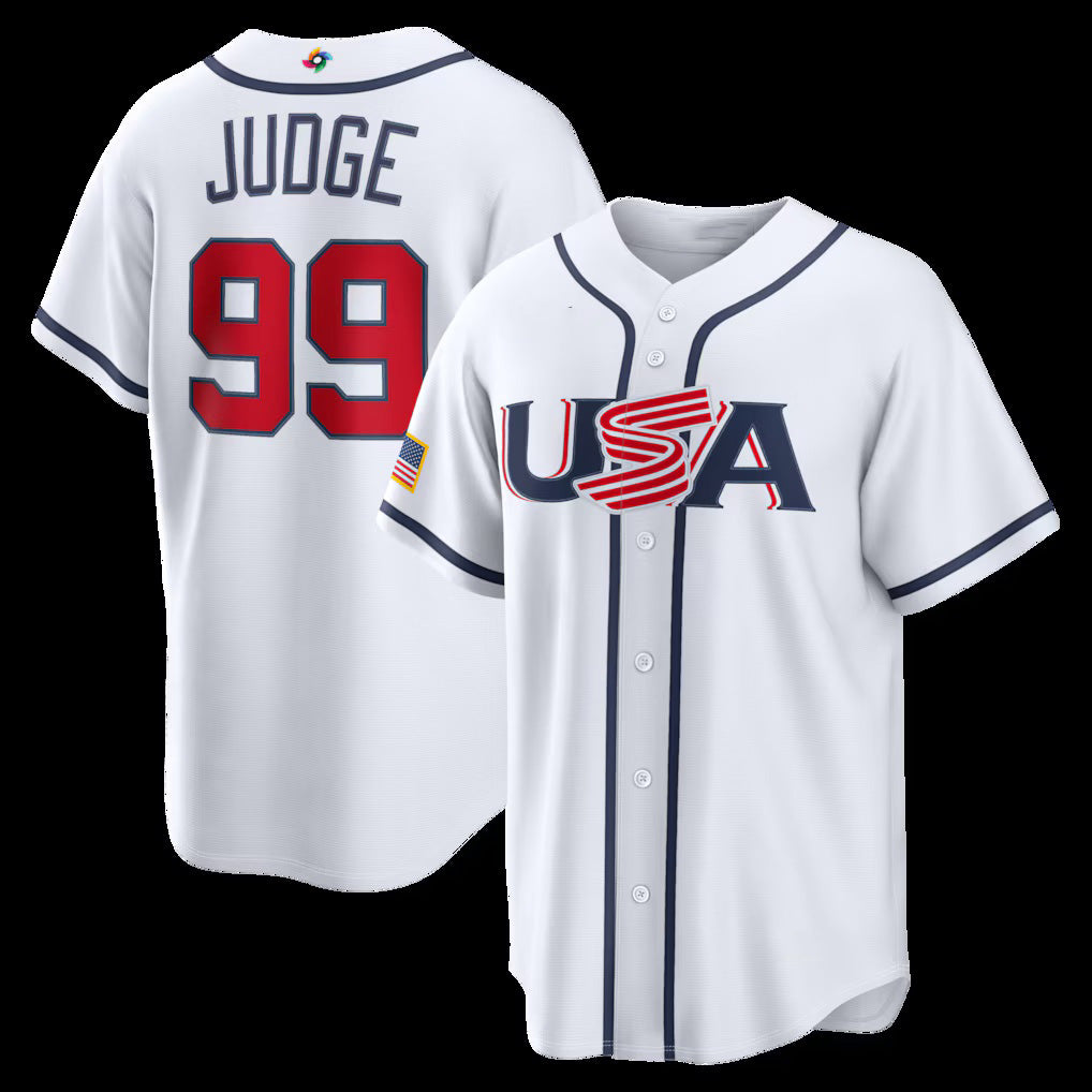 Baseball Jersey | USA Baseball #99 Aaron Judge 2026 World Baseball Classic Home Stadium - White - image 1