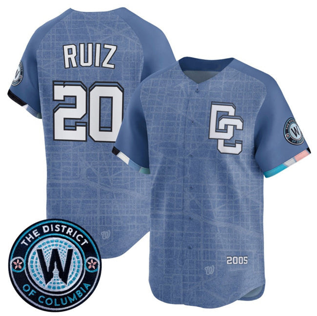 Baseball Jersey | Washington Nationals #20 Keibert Ruiz Blue 2025 City Connect Limited Stitched - image 1