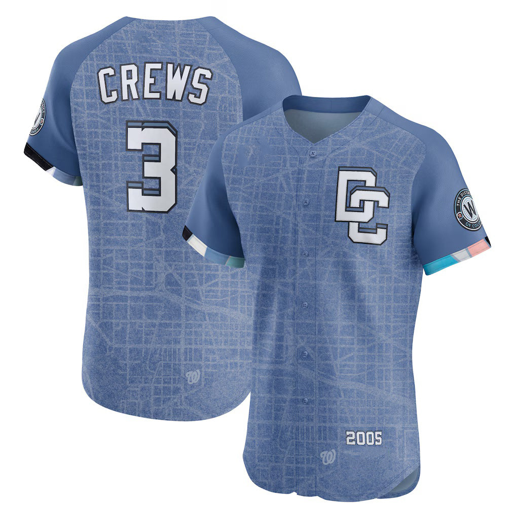 Baseball Jersey | Washington Nationals #3 Dylan Crews Blue 2025 City Connect Player - image 1