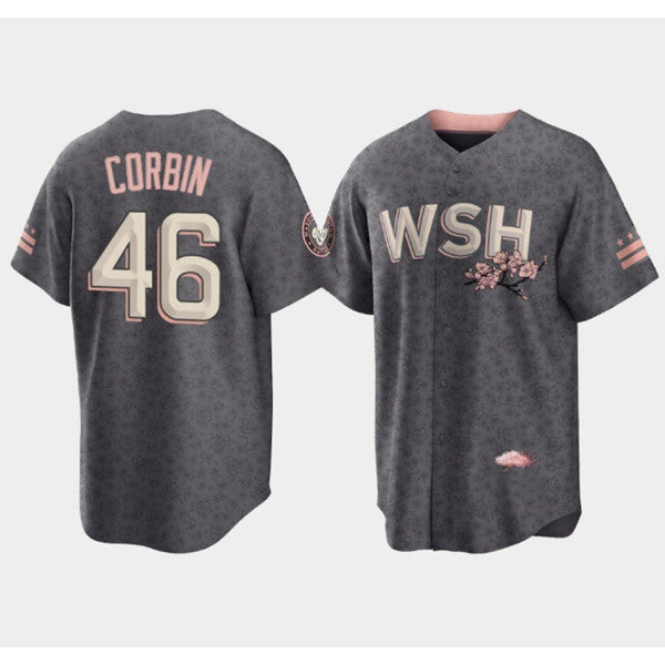 Baseball Jersey | Washington Nationals #46 Patrick Corbin 2022 Grey City Connect Cherry Blossom Stitched - image 1